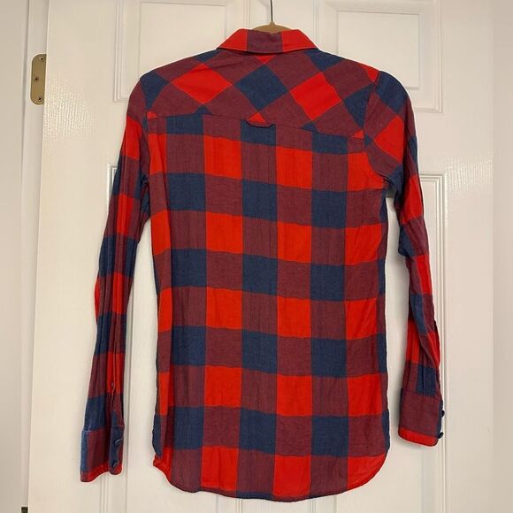 J.Crew Orange & Blue Buffalo Check Button-down Shirt - Picture 3 of 6